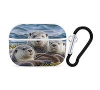 for AirPods Pro 2 Case Supports Wireless Charging Sea Otter Family AirPods Pro Case Cover with Durable Carabiner for Men/Women