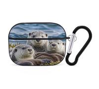for AirPods Pro 2 Case Supports Wireless Charging Sea Otter Family AirPods Pro Case Cover with Durable Carabiner for Men/Women