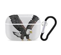 for AirPods Pro 2 Case Supports Wireless Charging Sketch of Bald Eagle Diving AirPods Pro Case Cover with Durable Carabiner for Men/Women