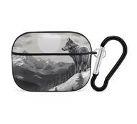 for AirPods Pro 2 Case Supports Wireless Charging Snow Mountain Lone Wolf AirPods Pro Case Cover with Durable Carabiner for Men/Women