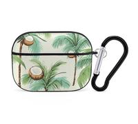 for AirPods Pro 2 Case Supports Wireless Charging Summer Coconut Tree AirPods Pro Case Cover with Durable Carabiner for Men/Women