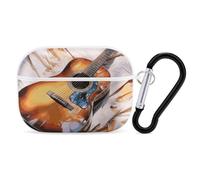 for AirPods Pro 2 Case Supports Wireless Charging Watercolor Acoustic Guitar AirPods Pro Case Cover with Durable Carabiner for Men/Women