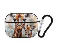for AirPods Pro 2 Case Supports Wireless Charging Watercolor Deer Giraffe AirPods Pro Case Cover with Durable Carabiner for Men/Women