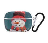 for AirPods Pro 2 Case Supports Wireless Charging Xmas Snowman AirPods Pro Case Cover with Durable Carabiner for Men/Women