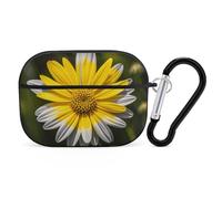 for AirPods Pro 2 Case Supports Wireless Charging Yellow Gray Flower AirPods Pro Case Cover with Durable Carabiner for Men/Women