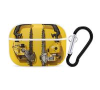 for AirPods Pro 2 Case Supports Wireless Charging Yellow Two Chainsaws AirPods Pro Case Cover with Durable Carabiner for Men/Women