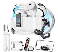 for AirPods Pro 2 Secure Lock Case with Phone Stand, Compatible with MagSafe, Case Cover for Apple AirPods Pro 2nd/1st Generation with Cleaner and Keychain, Auto-Open (Black+White)