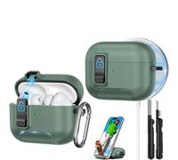 for AirPods Pro 3 Case 2025, Compatible with Airpods Pro 3rd Generation Case, Safety Lock, Phone Stand, Auto- Pop up, Compatible with MagSafe, Includes Cleaning Kit and Keychain (Green)