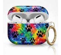 for AirPods Pro 3 Case (2025), Cute Cover Compatible with AirPod Pro 3rd Generation Shell with Rose Gold Keychain Earbuds Case for Women(Tie Dye Paw)