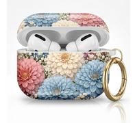 for AirPods Pro 3 Case (2025), Cute Cover Compatible with AirPod Pro 3rd Generation Shell with Rose Gold Keychain Earbuds Case for Women(Pastel Dahlias)