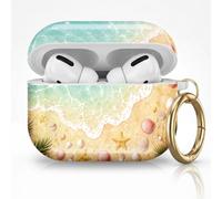 for AirPods Pro 3 Case (2025), Cute Cover Compatible with AirPod Pro 3rd Generation Shell with Rose Gold Keychain Earbuds Case for Women(Tropical Beach)