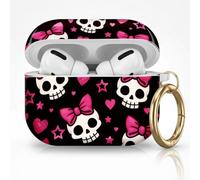 for AirPods Pro 3 Case (2025), Cute Cover Compatible with AirPod Pro 3rd Generation Shell with Rose Gold Keychain Earbuds Case for Women(Goth Skull)