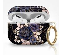 for AirPods Pro 3 Case (2025), Cute Cover Compatible with AirPod Pro 3rd Generation Shell with Rose Gold Keychain Earbuds Case for Women(Navy Rose)
