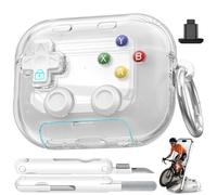 for AirPods Pro 3 Case 2025, with Decompression Button, Safety Lock & Phone Stand for Apple Air Pod Pro 3 Gen Cover, Cool Funny Gifts Case for Women Men to Relief Stress or Pass The Time,Clear White