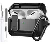 for Airpods Pro 3 Case with Lock Clip, Rugged Apple Airpods Pro 3rd Generation Cover 2025 Men Women, Armor Shockproof iPod Pro3 Gen Protective Hard Shell with Cleaner Kit, Black