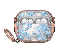 for AirPods Pro 3 Case with Safety Lock,Magsafe Compatible,Blue | Double Secure Lock,Drop Protection,Two-Piece Design with Gold Keychain, Clear TPU for Apple AirPod Pro 3rd Generation(2025)