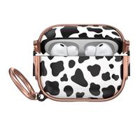 for AirPods Pro 3 Case with Safety Lock,Magsafe Compatible,Cow Print | Double Secure Lock,Drop Protection,Two-Piece Design with Gold Keychain, Clear TPU for Apple AirPod Pro 3rd Generation(2025)