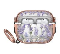 for AirPods Pro 3 Case with Safety Lock,Magsafe Compatible,Lavender | Double Secure Lock,Drop Protection,Two-Piece Design with Gold Keychain, Clear TPU for Apple AirPod Pro 3rd Generation(2025)