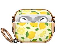 for AirPods Pro 3 Case with Safety Lock,Magsafe Compatible,Lemon | Double Secure Lock,Drop Protection,Two-Piece Design with Gold Keychain, Clear TPU for Apple AirPod Pro 3rd Generation(2025)
