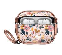 for AirPods Pro 3 Case with Safety Lock,Magsafe Compatible,Pink | Double Secure Lock,Drop Protection,Two-Piece Design with Gold Keychain, Clear TPU for Apple AirPod Pro 3rd Generation(2025)