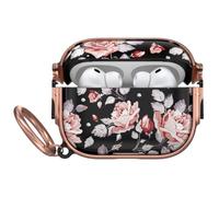 for AirPods Pro 3 Case with Safety Lock,Magsafe Compatible,Rose | Double Secure Lock,Drop Protection,Two-Piece Design with Gold Keychain, Clear TPU for Apple AirPod Pro 3rd Generation(2025)