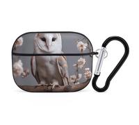 for AirPods Pro Case Cover A Small White Barn Owl AirPods Pro 2/Pro Case Accessories with Keychain Front LED Visible Supports Wired Or Wireless Charging