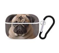 for AirPods Pro Case Cover Animal Pug Dog AirPods Pro 2/Pro Case Accessories with Keychain Front LED Visible Supports Wired Or Wireless Charging
