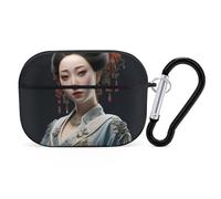 for AirPods Pro Case Cover Asian Classical Woman AirPods Pro 2/Pro Case Accessories with Keychain Front LED Visible Supports Wired Or Wireless Charging