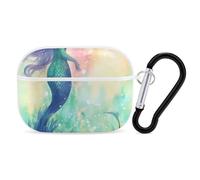 for AirPods Pro Case Cover Beautiful Mermaid Tail AirPods Pro 2/Pro Case Accessories with Keychain Front LED Visible Supports Wired Or Wireless Charging