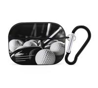 for AirPods Pro Case Cover Black and White Golf AirPods Pro 2/Pro Case Accessories with Keychain Front LED Visible Supports Wired Or Wireless Charging