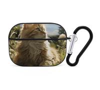 for AirPods Pro Case Cover Cat Sitting in Green Field AirPods Pro 2/Pro Case Accessories with Keychain Front LED Visible Supports Wired Or Wireless Charging