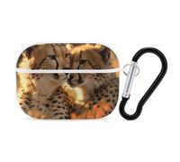 for AirPods Pro Case Cover Cheetah Love AirPods Pro 2/Pro Case Accessories with Keychain Front LED Visible Supports Wired Or Wireless Charging