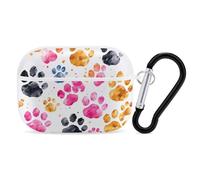 for AirPods Pro Case Cover Colorful Dog Paws AirPods Pro 2/Pro Case Accessories with Keychain Front LED Visible Supports Wired Or Wireless Charging