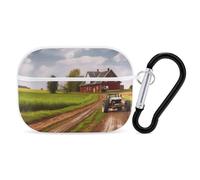 for AirPods Pro Case Cover Country Road with Farm and Tractor AirPods Pro 2/Pro Case Accessories with Keychain Front LED Visible Supports Wired Or Wireless Charging