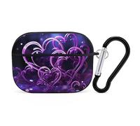 for AirPods Pro Case Cover Cute Fashional Purple Hearts Case Compatible with Airpod Pro 2 Case Protection Cover for Wowen Men AirPods Pro Case Accessories with Keychain