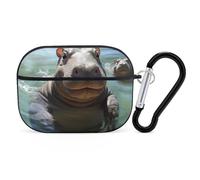 for AirPods Pro Case Cover Cute Hippos AirPods Pro 2/Pro Case Accessories with Keychain Front LED Visible Supports Wired Or Wireless Charging
