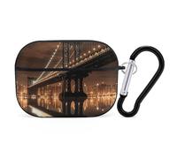 for AirPods Pro Case Cover Cute New York Manhattan Bridge Night Case Compatible with Airpod Pro 2 Case Protection Cover for Wowen Men AirPods Pro Case Accessories with Keychain