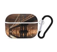 for AirPods Pro Case Cover Cute New York Manhattan Bridge Night Case Compatible with Airpod Pro 2 Case Protection Cover for Wowen Men AirPods Pro Case Accessories with Keychain