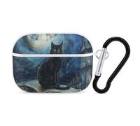 for AirPods Pro Case Cover Cute Sitting A Black Cat Case Compatible with Airpod Pro 2 Case Protection Cover for Wowen Men AirPods Pro Case Accessories with Keychain