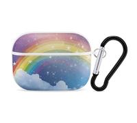 for AirPods Pro Case Cover Cute Star in Rainbow Sky Case Compatible with Airpod Pro 2 Case Protection Cover for Wowen Men AirPods Pro Case Accessories with Keychain