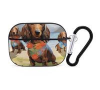for AirPods Pro Case Cover Dachshund Tropical Painting Art AirPods Pro 2/Pro Case Accessories with Keychain Front LED Visible Supports Wired Or Wireless Charging