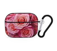 for AirPods Pro Case Cover Elegant Rose Flower AirPods Pro 2/Pro Case Accessories with Keychain Front LED Visible Supports Wired Or Wireless Charging