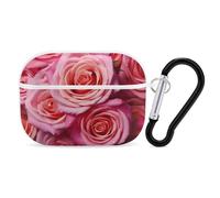for AirPods Pro Case Cover Elegant Rose Flower AirPods Pro 2/Pro Case Accessories with Keychain Front LED Visible Supports Wired Or Wireless Charging