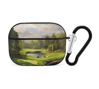 for AirPods Pro Case Cover Golf Court AirPods Pro 2/Pro Case Accessories with Keychain Front LED Visible Supports Wired Or Wireless Charging