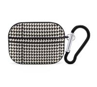 for AirPods Pro Case Cover Gray Houndstooth Stripes AirPods Pro 2/Pro Case Accessories with Keychain Front LED Visible Supports Wired Or Wireless Charging