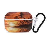 for AirPods Pro Case Cover Palm Tree Sunset AirPods Pro 2/Pro Case Accessories with Keychain Front LED Visible Supports Wired Or Wireless Charging