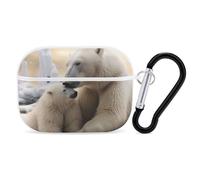 for AirPods Pro Case Cover Polar Bear Love AirPods Pro 2/Pro Case Accessories with Keychain Front LED Visible Supports Wired Or Wireless Charging