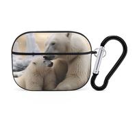 for AirPods Pro Case Cover Polar Bear Love AirPods Pro 2/Pro Case Accessories with Keychain Front LED Visible Supports Wired Or Wireless Charging