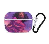 for AirPods Pro Case Cover Purple and Pink Woman AirPods Pro 2/Pro Case Accessories with Keychain Front LED Visible Supports Wired Or Wireless Charging