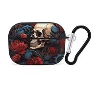 for AirPods Pro Case Cover Skull Image Poster AirPods Pro 2/Pro Case Accessories with Keychain Front LED Visible Supports Wired Or Wireless Charging